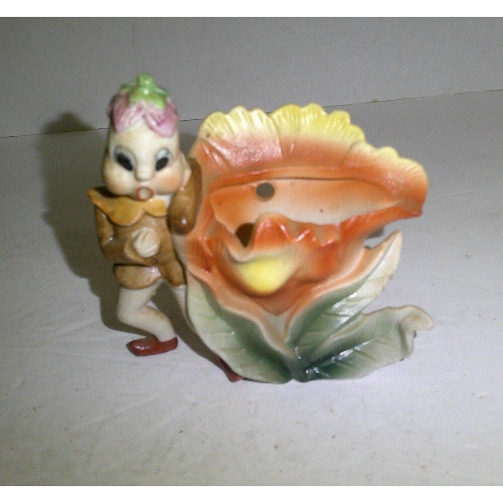1950's Royal Sealy Japan ceramic pixie elf flower planter or bud vase